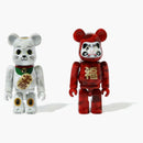 Bearbrick X Bape Manekineko & Daruma 100% 2-pack