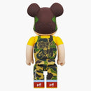Bearbrick x bape peko-chan 100% e 400% set verde camo