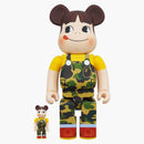 Bearbrick x bape peko-chan 100% e 400% set verde camo