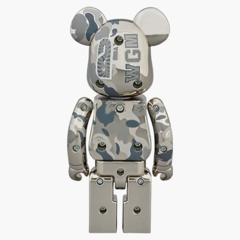 Bearbrick X Bape SuperAlloy Camo Shark 200% Set Gold/Silver