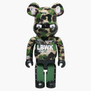 Bearbrick x bape xlbwk livaken knu abc camo 1000% verde