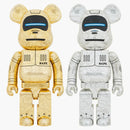 Bearbrick X Bape X Hajime Sorayama Baby Milo 1000% 2x Set Gold/Silver