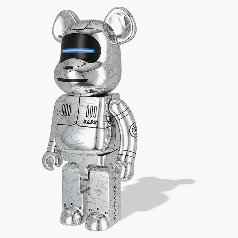 Bearbrick X Bape X Hajime Sorayama Baby Milo 1000% Silver