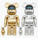 Bearbrick X BAPE X Hajime Sorayama Baby Milo 100% & 400% 4x Set Gold/Silver
