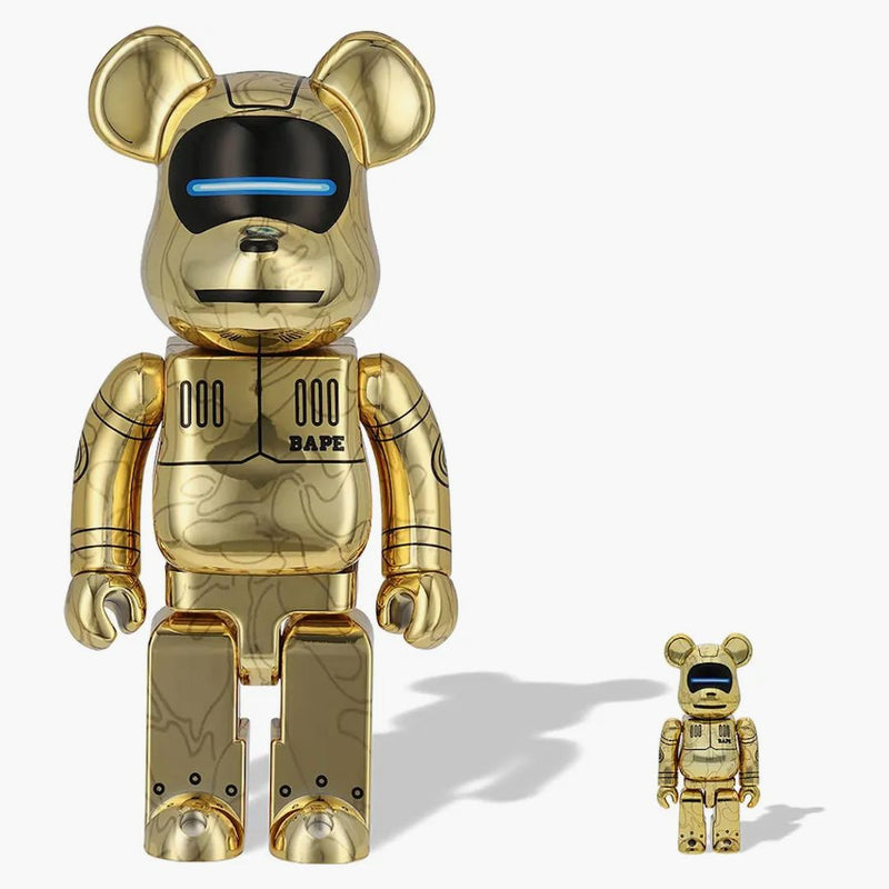 Bearbrick X Bape x Hajime Sorayama Baby Milo 100% & 400% Set Gold