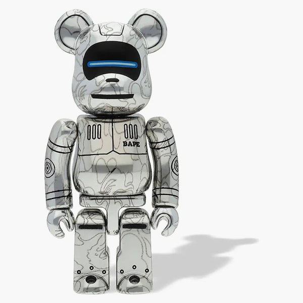 Bearbrick X Bape x Hajime Sorayama Baby Milo 100% & 400% Set Silver