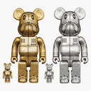 Bearbrick X BAPE X Hajime Sorayama Camo Shark 100% & 400% 4-PC Set Gold & Silver