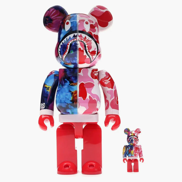 Bearbrick x Bape x Mika Ninagawa Shark 100% & 400% Set Pink