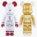 Bearbrick X Fifa World Cup Qatar 2022 1000% Set Of 2 White Chrome/gold