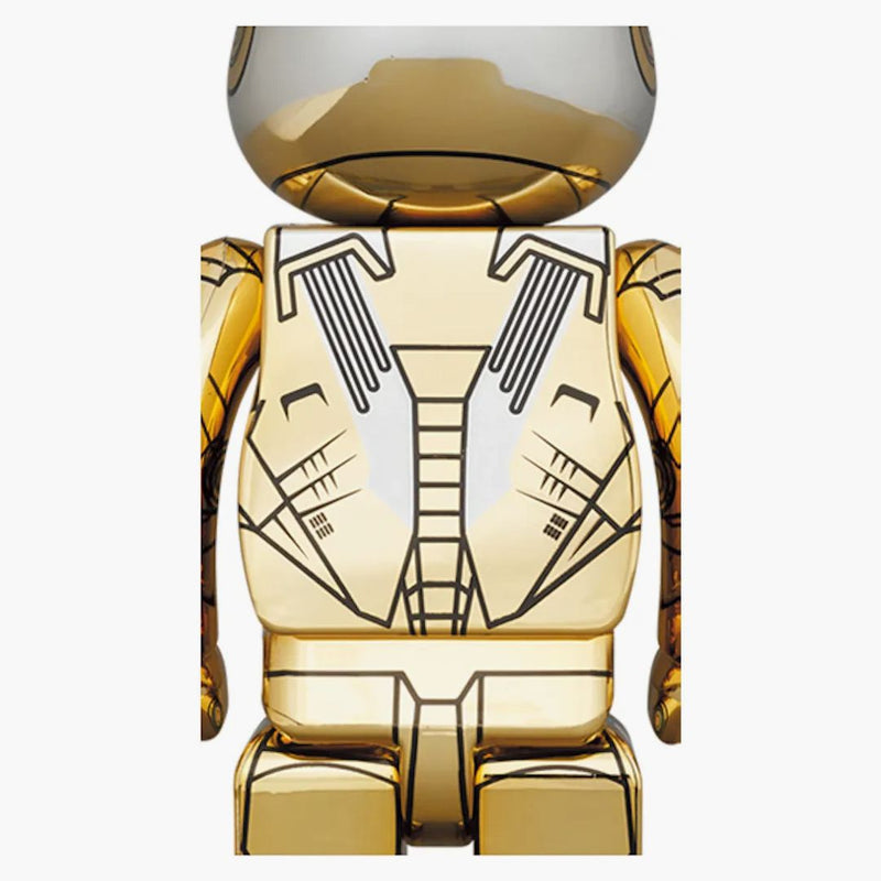 Bearbrick x Hajime Sorayama x Marvel Iron Man inverso 1000% oro/argento