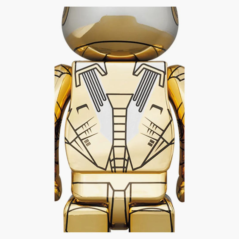 Bearbrick X Hajime Sorayama x Marvel Iron Man Reverse 100% & 400% Set Gold/Silver