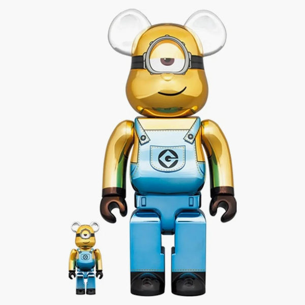 Bearbrick X Minions Stuart Chrome Ver. 100% & 400% Set
