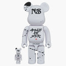 Bearbrick X NAS X Applebum 100% & 400% Set White