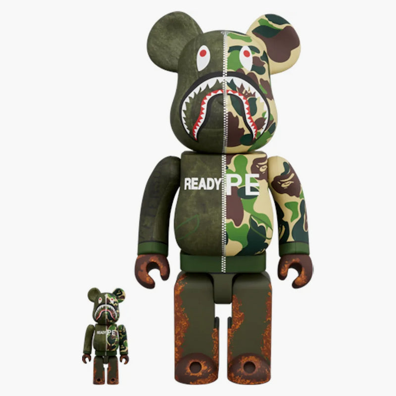 Bearbrick X Readymade x A Bathing Ape 100% & 400% Set Olive