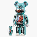 Bearbrick x ron inglés 100% y 400% establecido azul