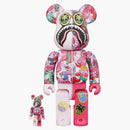 Bearbrick x Steven Harrington X Bape Shark 100% & 400% Set Pink Camo