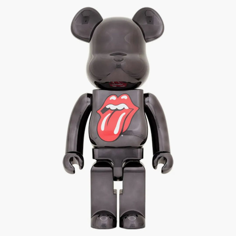 Bearbrick x Le labbra delle pietre rotolanti e la lingua 1000% Black Chrome ver.
