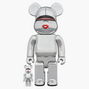 Bearbrick X Tyga X Hajime Sorayama 100% & 400% Set Silver