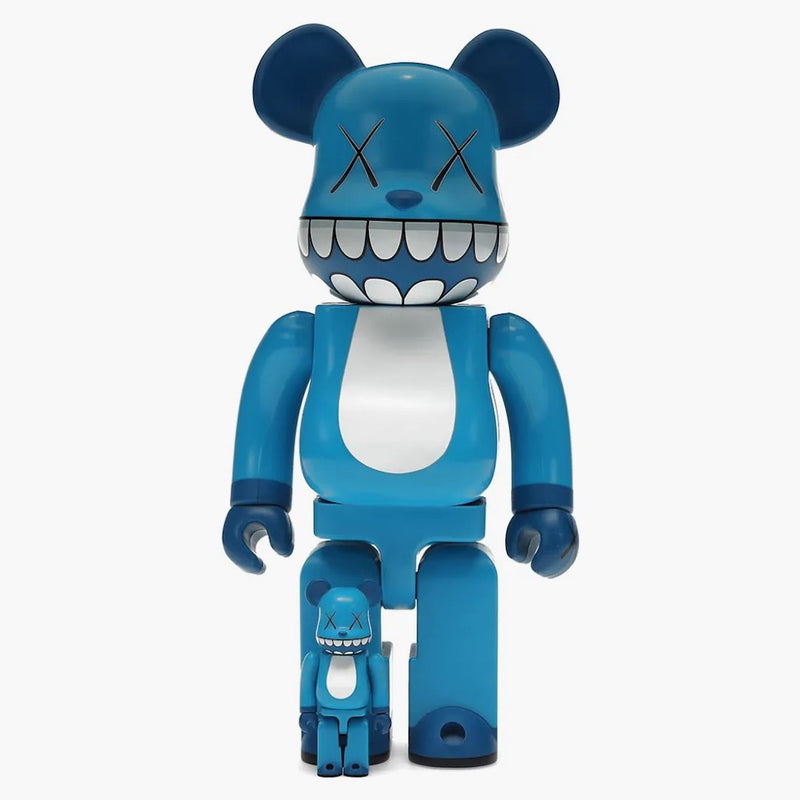 Bearbrick X A-Nation Kaws Chompers 100% & 400% Set Blue