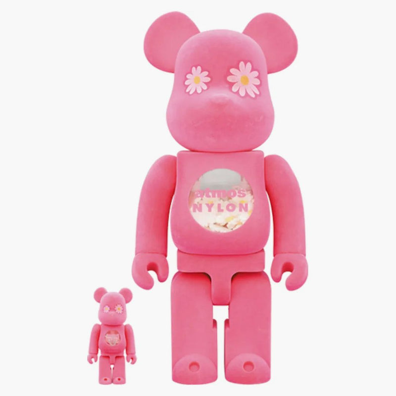 Bearbrick x Atmos x nylon Japan 100% & 400% set růžový