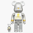 Bearbrick x Mastermind Japonsko 100% a 400% set stříbro