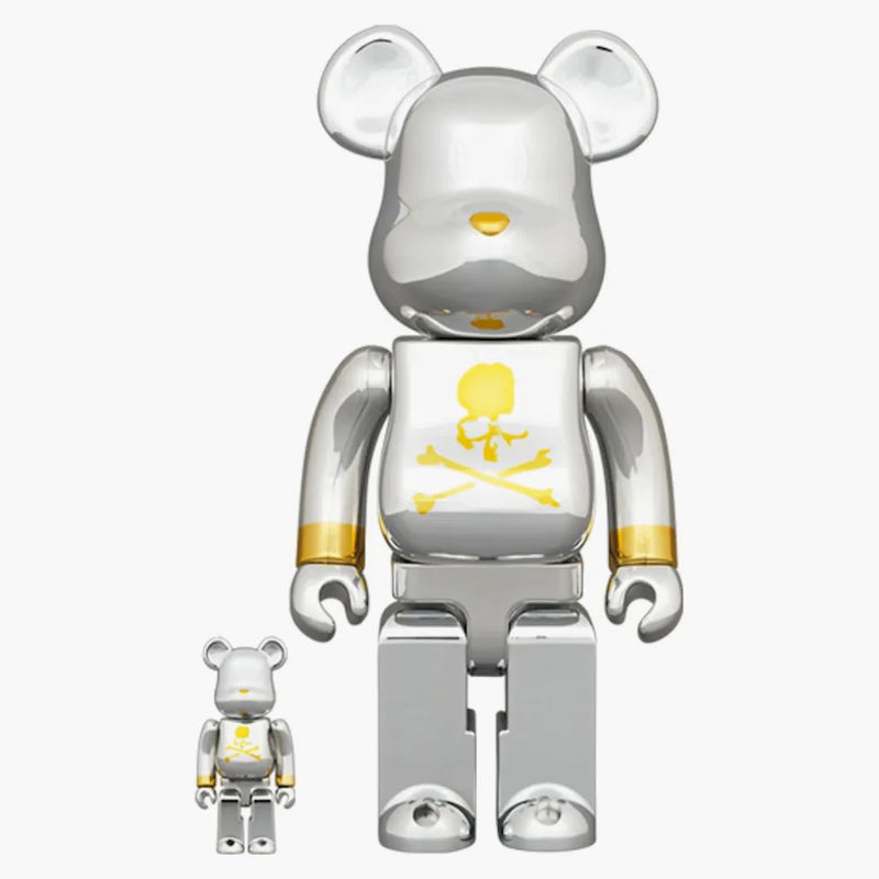 Bearbrick x Mastermind Japan 100% e 400% SET SILVER