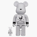 Bearbrick X Mastermind Japonsko 100% a 400% nastaveno bílý chrom