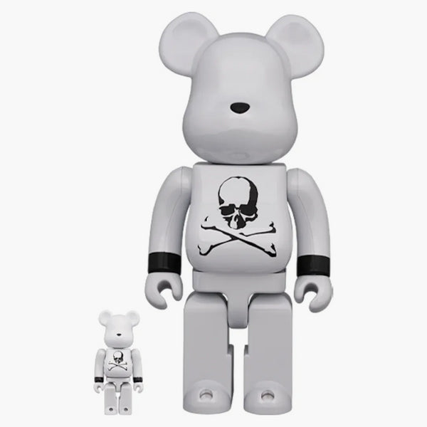 Bearbrick X Mastermind Japan 100% & 400% Set White Chrome