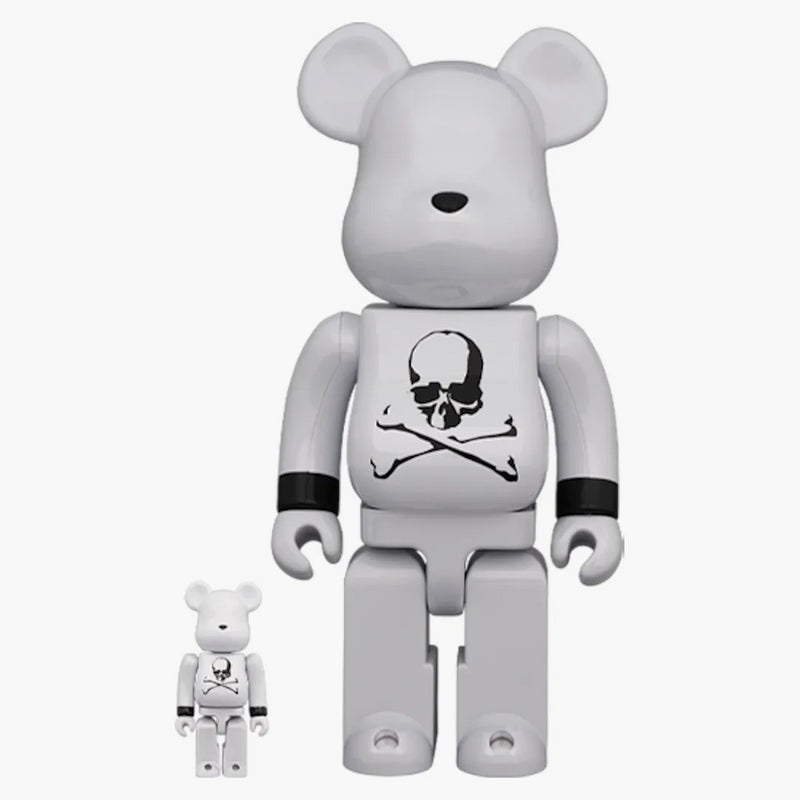 Bearbrick x Mastermind Japan 100% e 400% Set White Chrome