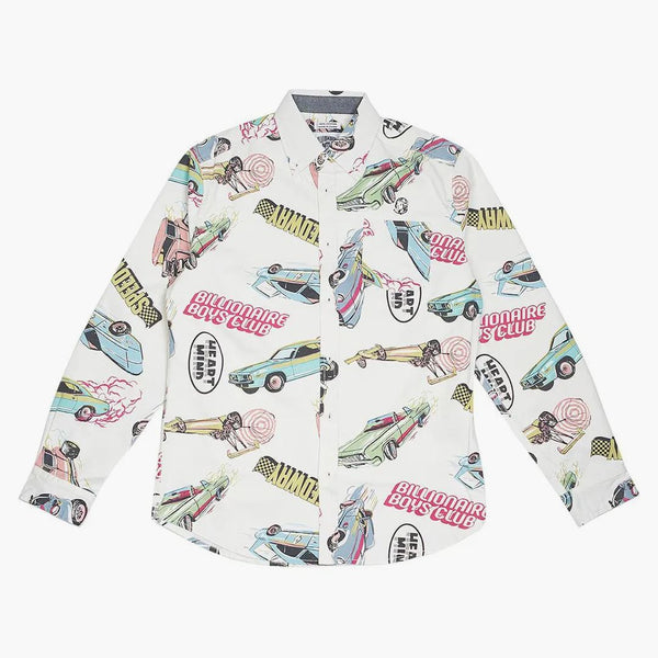 Billionaire boys club burnout woven l/s t-shirt white