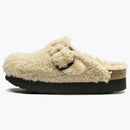 Birkenstock Boston Big Buckle Platform Shearling Teddy Eggshell