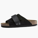 Birkenstock Kyoto de cuero engrasado de gamuza negra