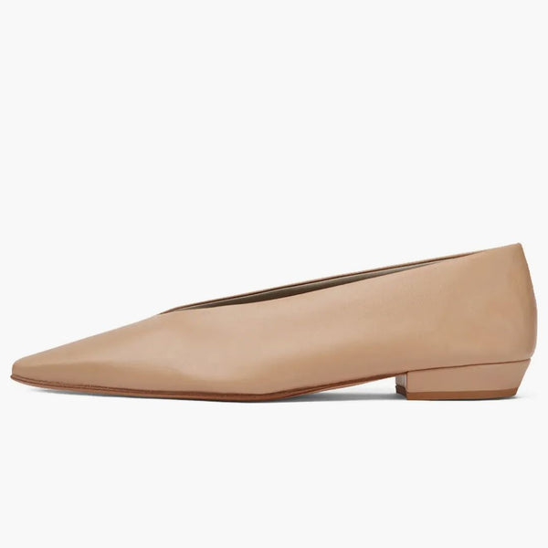 Bottega Veneta Almond Leather Ballet Flat Beige (women's)