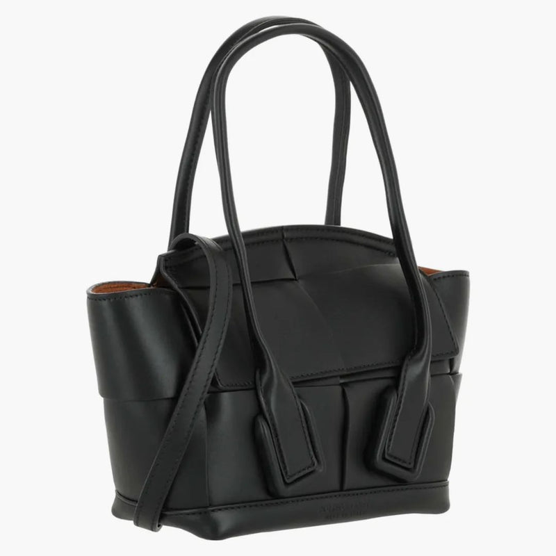 Bottega Veneta Arco 33 Mini Grainy Leather Top Handle Black/Silver