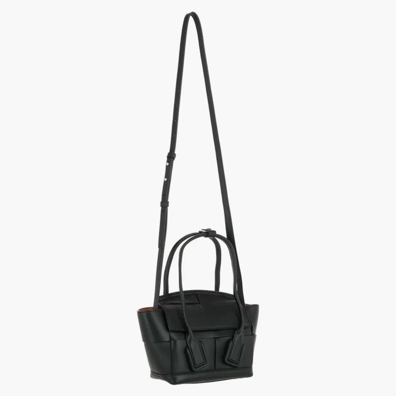 Bottega Veneta Arco 33 Mini Grainy Leather Top Handle Black/Silver