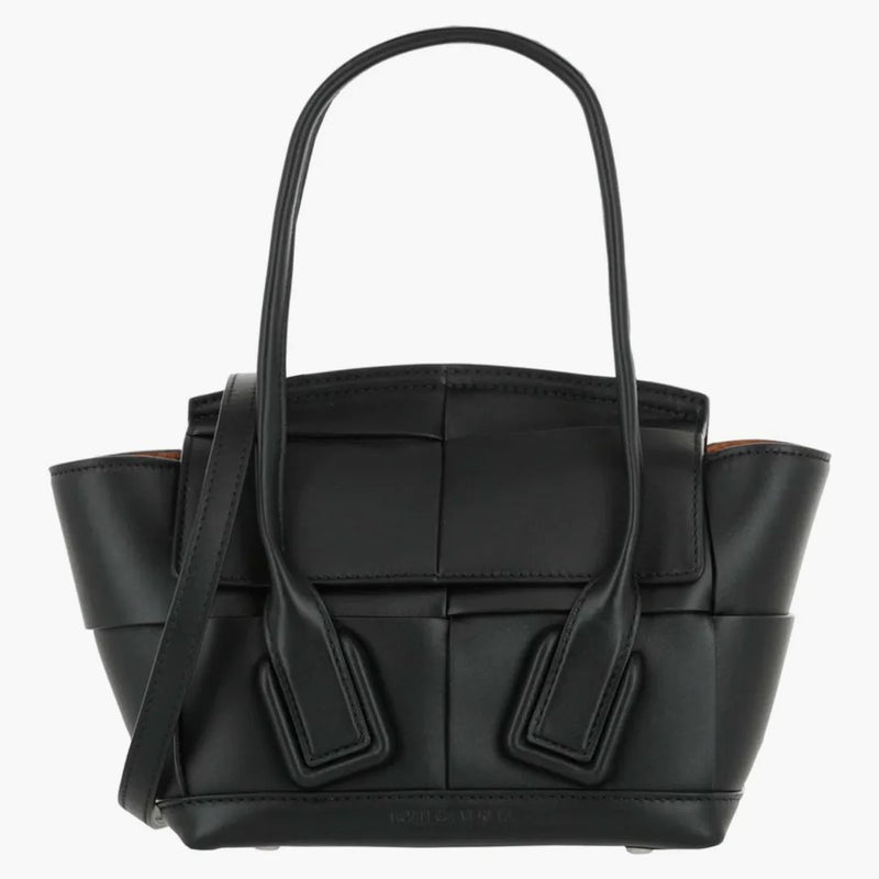 Bottega Veneta Arco 33 Mini Grainy Leather Top Handle Black/Silver