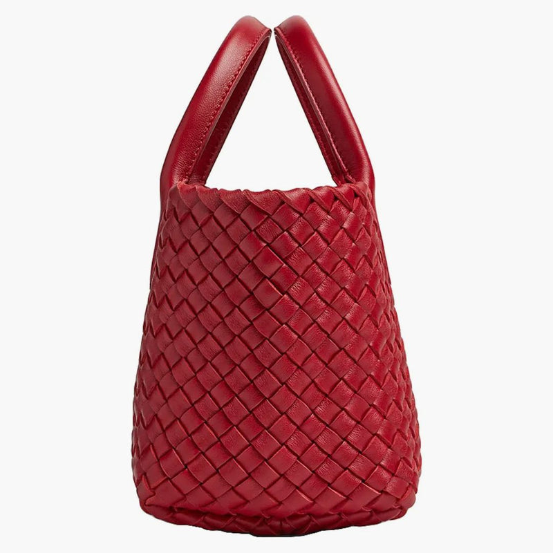 Bottega Veneta Cabat Intreccio Tote Bag Mini Apple Candy
