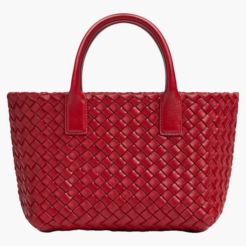 Bottega Veneta Cabat Intreccio Tote Bag Mini Apple Candy