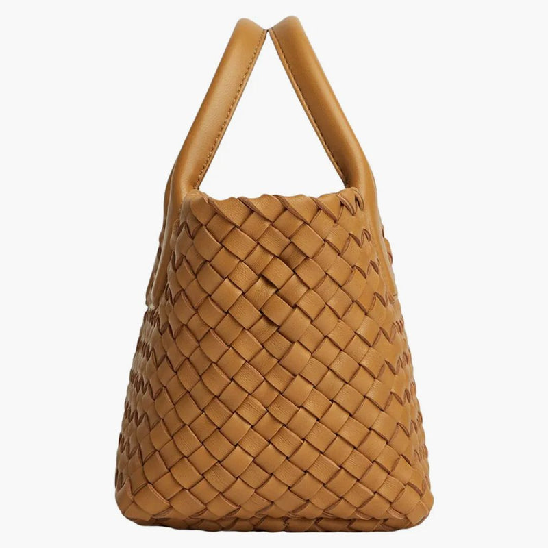 Bottega Veneta Cabat Intreccio Tote Bag Mini Caramel