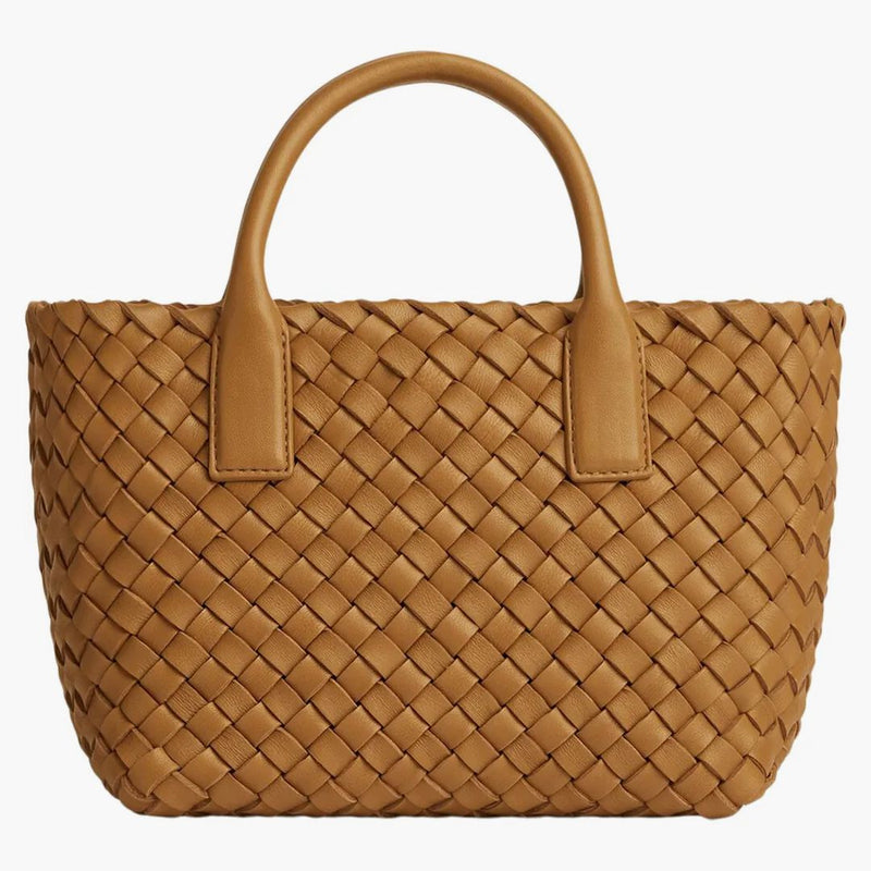 Bottega Veneta Cabat Intreccio Tote Bag Mini Caramel