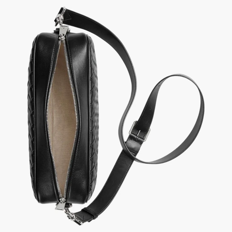 Bottega Veneta Camera Bag Medium Intrecciato Black