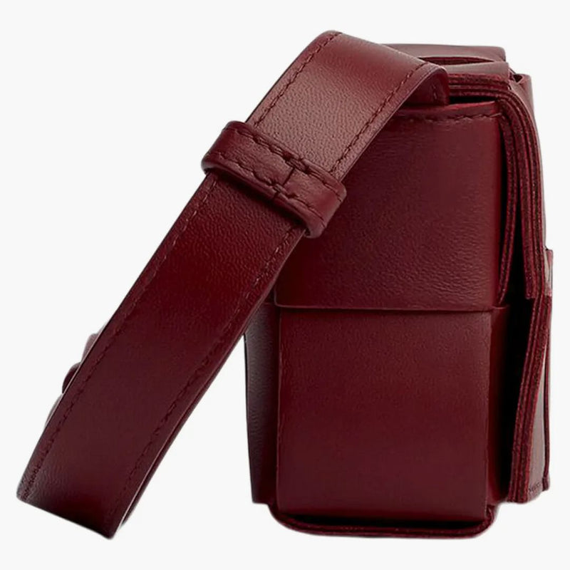 Bottega Veneta Candy Cassette Crossbody Bag Mini Intreccio Bordeaux