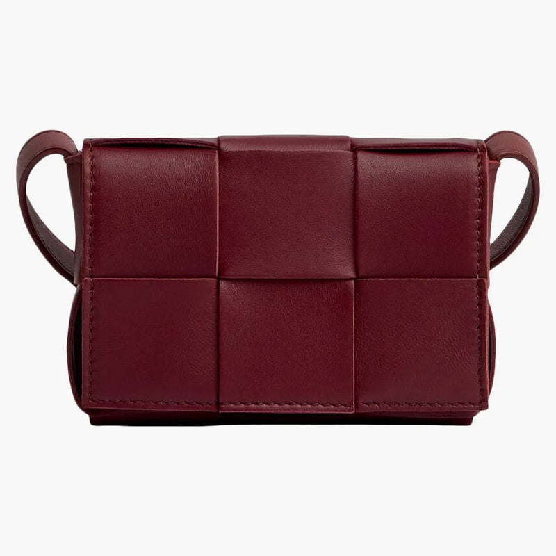 Bottega Veneta Candy Cassette Crossbody Bag Mini Intreccio Bordeaux