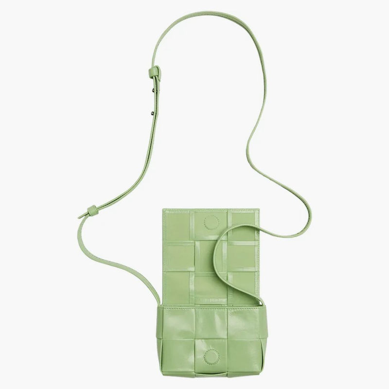 Bottega Veneta Candy Cassette Crossbody Bag Mini Intrecio Pistasch