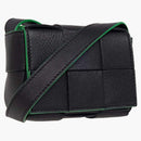 Bottega Veneta Candy Cassette Mini Intreccio Grained Leather Black