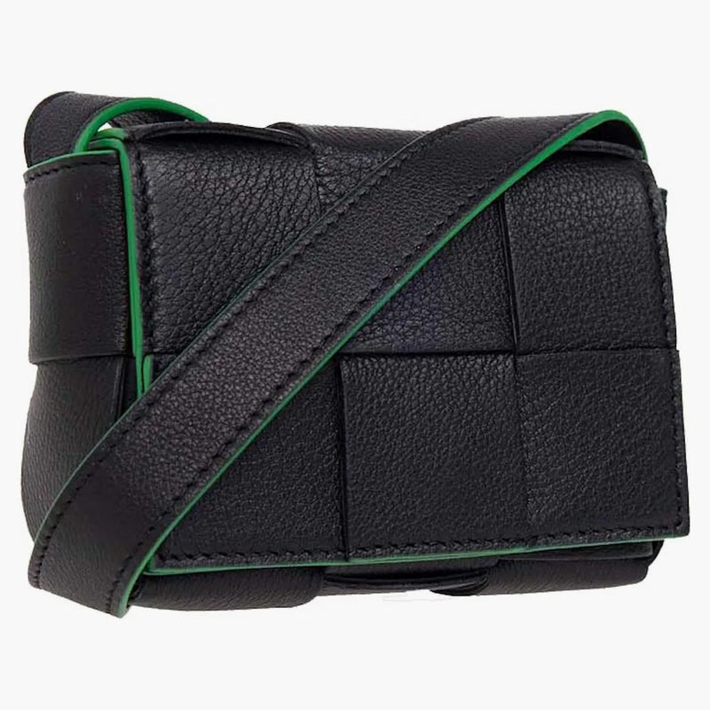 Bottega veneta cukroví kazeta Mini Intreccio Grained Leather Black