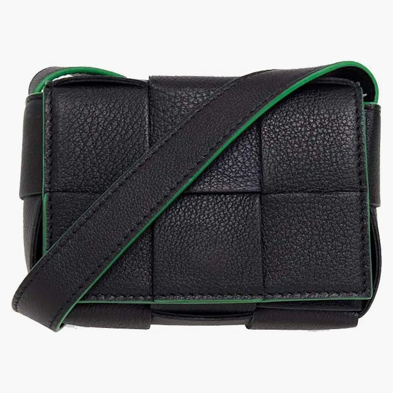 Bottega veneta cukroví kazeta Mini Intreccio Grained Leather Black
