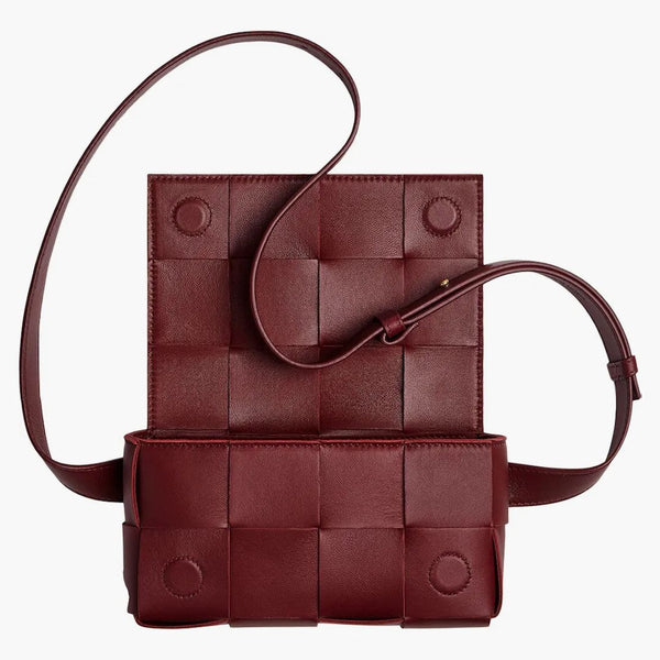 Bottega Veneta Cassette Belt Bag Mini Intreccio Bordeaux