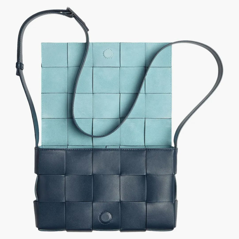 Bottega Veneta Cassette Intreccio Crossbody Bag Deep Blue/Pale Blue