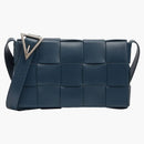 Bottega Veneta Cassette Intreccio Crossbody Bag Blue/Azul Palle